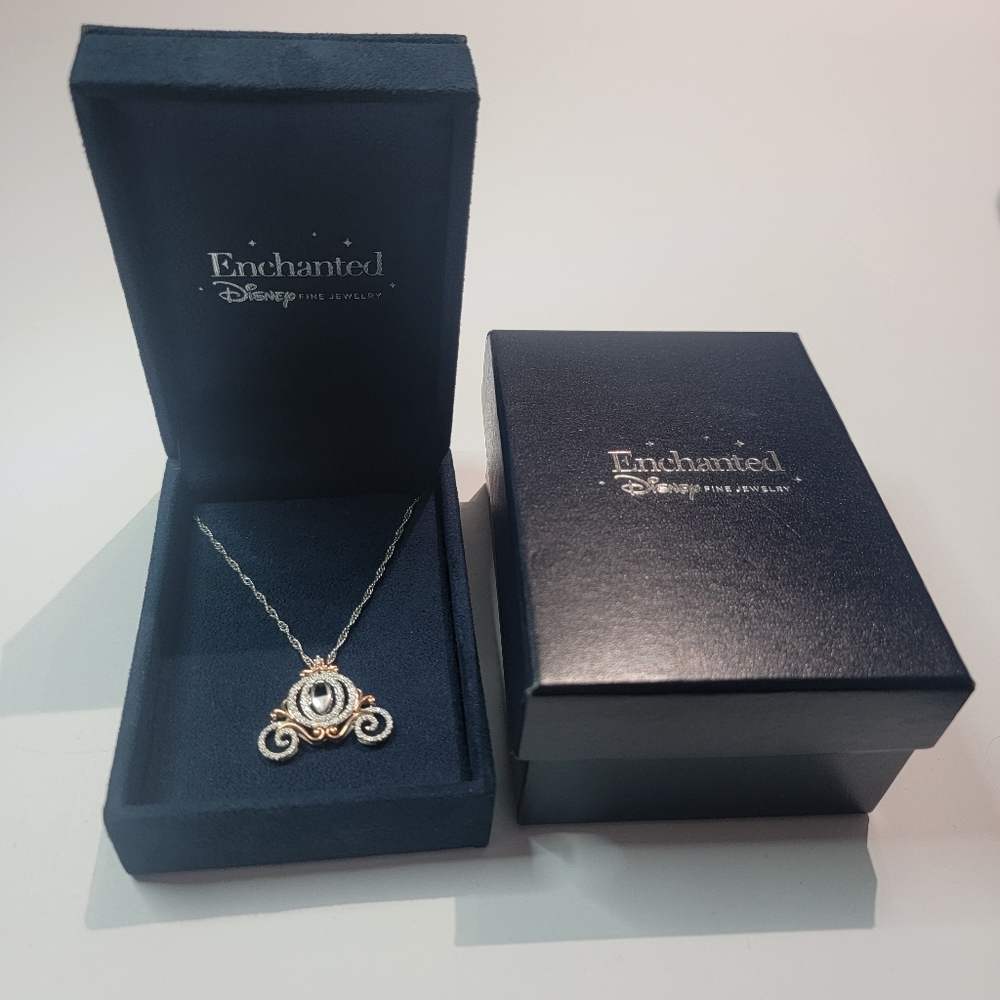 Enchanted Disney 10k White Gold And Rose Gold With½ CCTW Diamonds Necklace.